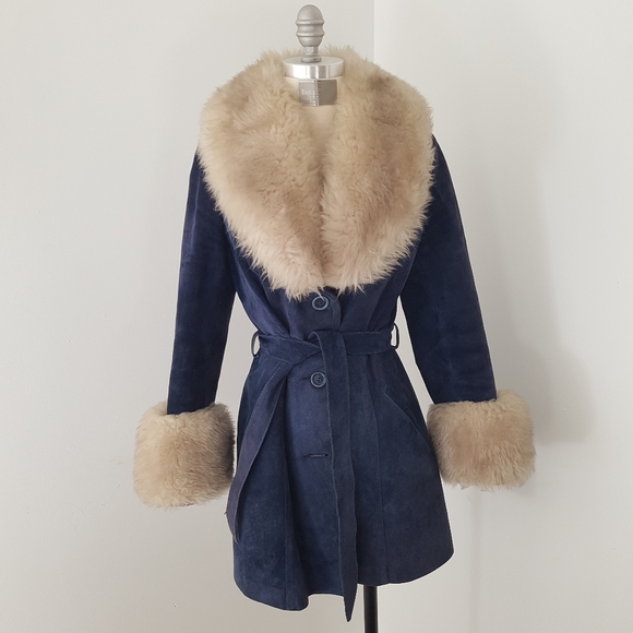 Vintage Jackets & Blazers - Vintage Blue Suede Coat